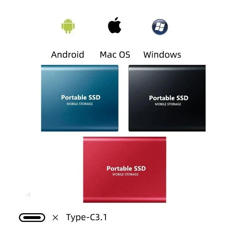 Olyyra 2TB USB-C External SSD – USB 3.1 Type-C, Lightning-Fast Boot & Load Speeds, Compact & Energy-Efficient