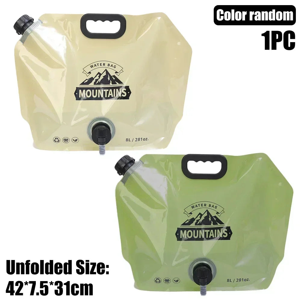 Olyyra 8L Foldable Water Carry Bag – Transparent Fill Indicator, Spout & Handle, Compact 31×15×15cm Packed | Camping, Hiking, Festivals & Emergency Water Storage