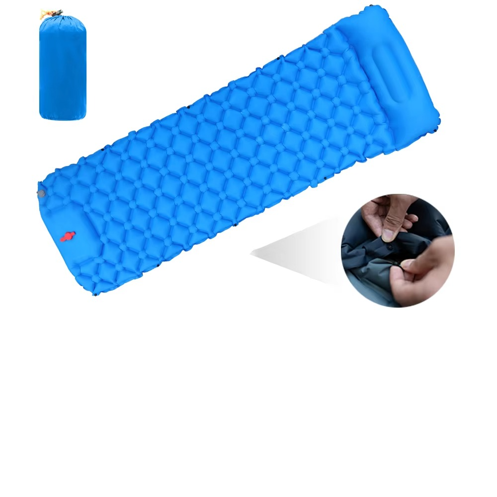 Olyyra Self-Inflating Camping Sleeping Pad with Built-In Pillow – Lightweight, Compact Roll, Air Cushion Comfort | Hiking, Camping, Climbing & Outdoor Travel