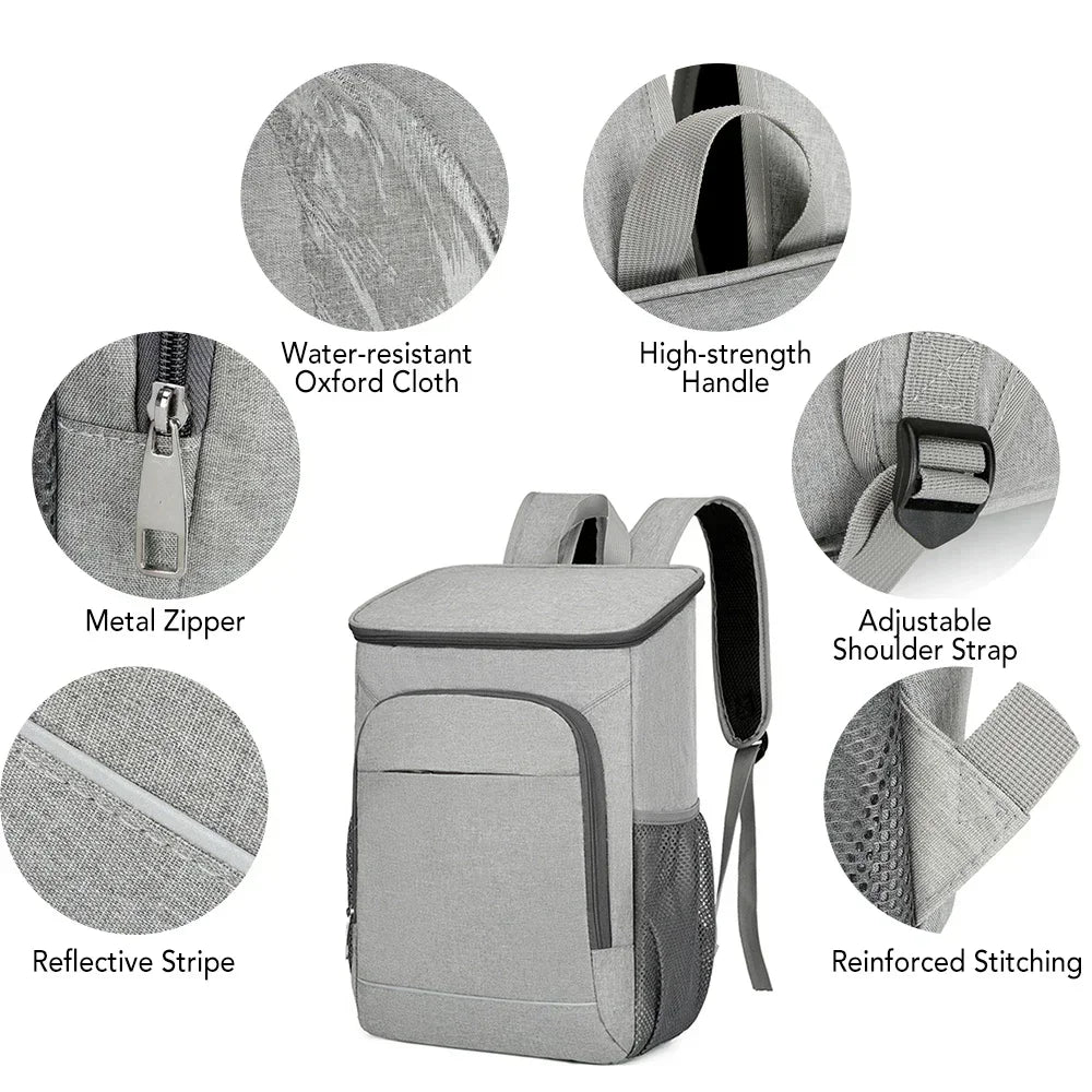 Olyyra 30L Insulated Cooler Backpack – Leakproof, High-Density Oxford Fabric, Reflective Strips, Breathable Padded Straps, 0.46kg | Camping, Hiking & Picnics