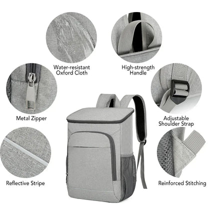 Olyyra 30L Insulated Cooler Backpack – Leakproof, High-Density Oxford Fabric, Reflective Strips, Breathable Padded Straps, 0.46kg | Camping, Hiking & Picnics