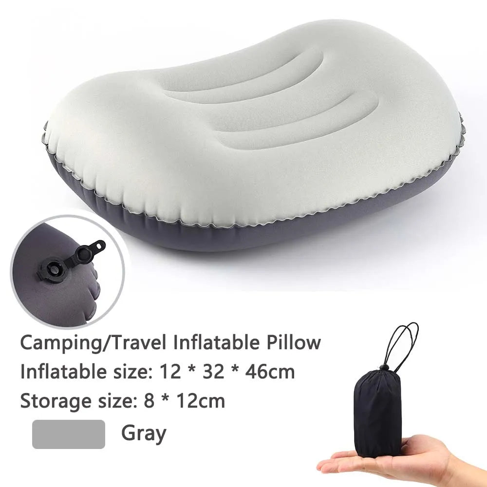 Olyyra Inflatable Outdoor Camping Pillow – 80g Ultralight, Ergonomic Cervical Support, TPU-Coated Polyester, Foldable & Compressible | Camping, Hiking, Travel & Festivals