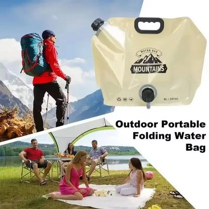Olyyra 8L Foldable Water Carry Bag – Transparent Fill Indicator, Spout & Handle, Compact 31×15×15cm Packed | Camping, Hiking, Festivals & Emergency Water Storage