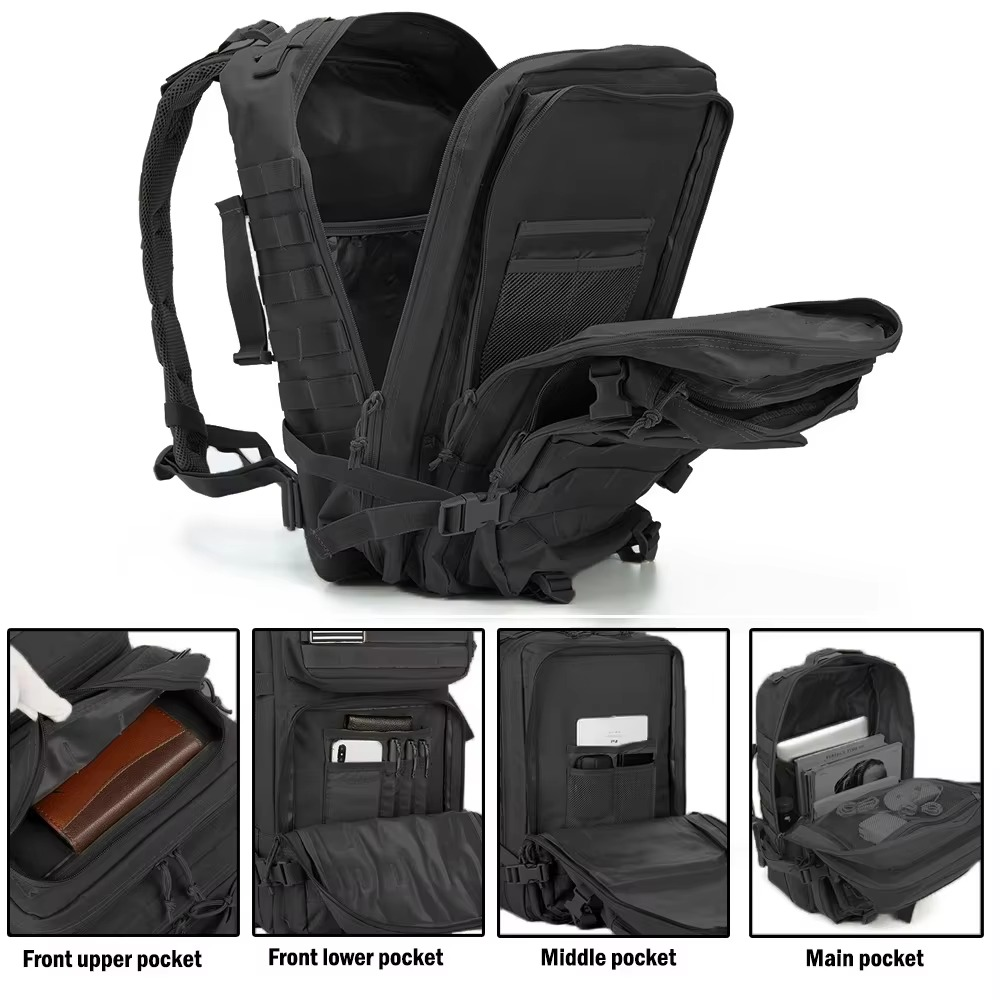 Olyyra Tactical Outdoor Backpack – Water-Resistant, MOLLE Webbing, Ventilated Back Panel, 1014 cu in & 1691 cu in | Hunting, Hiking, Field Training & Travel