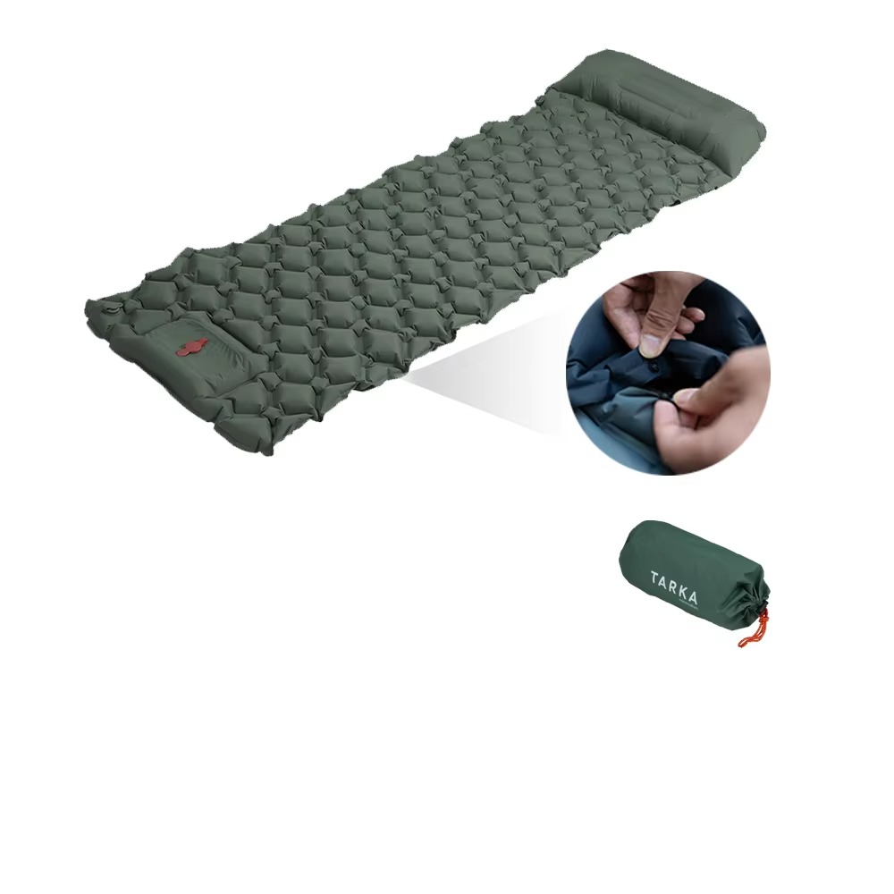 Olyyra Self-Inflating Camping Sleeping Pad with Built-In Pillow – Lightweight, Compact Roll, Air Cushion Comfort | Hiking, Camping, Climbing & Outdoor Travel