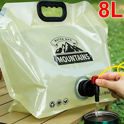 Olyyra 8L Foldable Water Carry Bag – Transparent Fill Indicator, Spout & Handle, Compact 31×15×15cm Packed | Camping, Hiking, Festivals & Emergency Water Storage