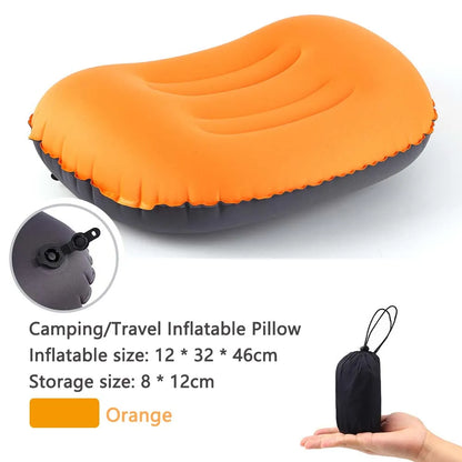 Olyyra Inflatable Outdoor Camping Pillow – 80g Ultralight, Ergonomic Cervical Support, TPU-Coated Polyester, Foldable & Compressible | Camping, Hiking, Travel & Festivals