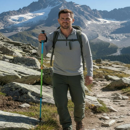 Olyyra Ultralight Carbon Fiber Trekking Poles – Foldable 5-Section Adjustable Hiking Sticks for Trail, Trekking & Backcountry