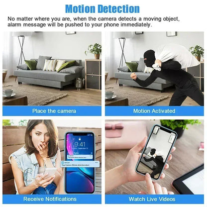 Olyyra 4K Mini WiFi Security Camera – Motion Detection, 160° Wide Angle, 10-Hour Battery, Night Vision & 256GB Storage for Home, Pet & Workplace Monitoring