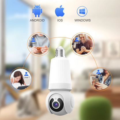 Olyyra Smart Bulb Security Camera – 8MP HD, 360° PTZ, AI Motion Tracking, IR Night Vision, Two-Way Audio & 128GB Storage in E27 Plug-In Design