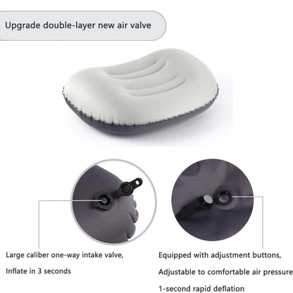 Olyyra Inflatable Outdoor Camping Pillow – 80g Ultralight, Ergonomic Cervical Support, TPU-Coated Polyester, Foldable & Compressible | Camping, Hiking, Travel & Festivals