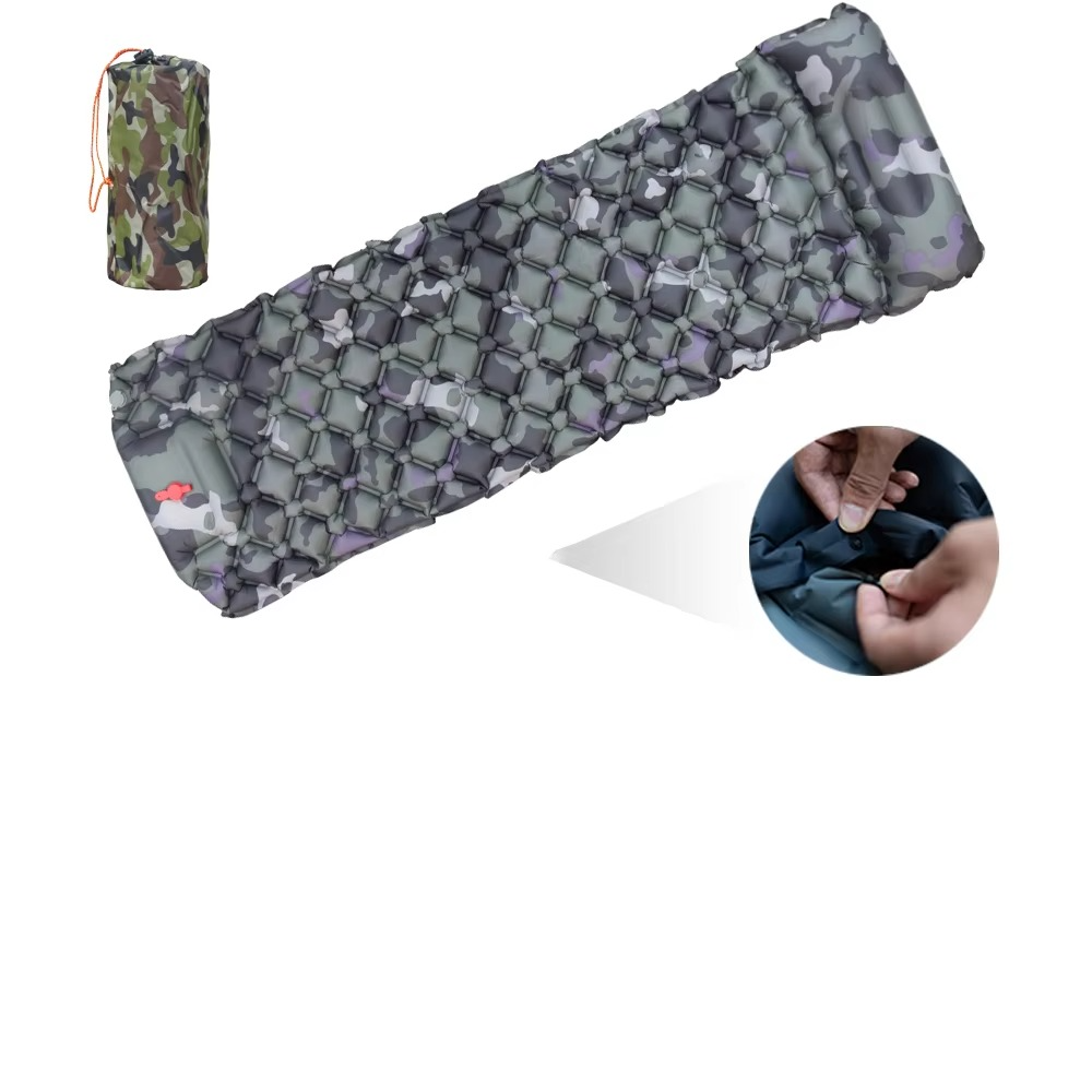 Olyyra Self-Inflating Camping Sleeping Pad with Built-In Pillow – Lightweight, Compact Roll, Air Cushion Comfort | Hiking, Camping, Climbing & Outdoor Travel