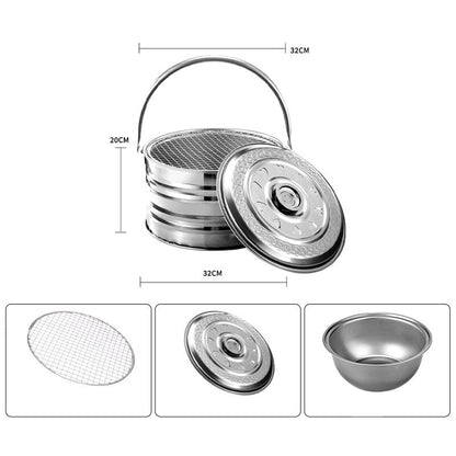 Portable Stainless Steel Camping BBQ Heating Pot – Dual Safety Mechanisms, Compact 32×20cm, No Grill Needed | Camping, Hiking & Outdoor Barbecue