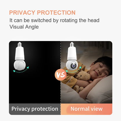 Olyyra Smart Bulb Security Camera – 8MP HD, 360° PTZ, AI Motion Tracking, IR Night Vision, Two-Way Audio & 128GB Storage in E27 Plug-In Design