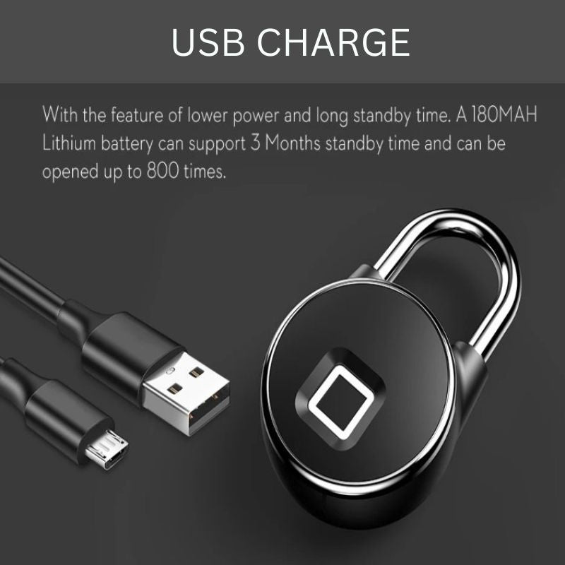 Smart Fingerprint Padlock – Biometric Fingerprint + Bluetooth Dual Access, USB Rechargeable, Weather-Resistant | Gym Lockers, Gates, Storage Units & More