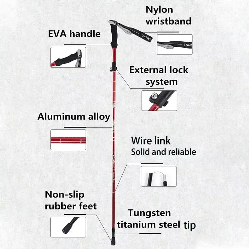 Olyyra Foldable Trekking Poles – Adjustable Aluminum Hiking Sticks with EVA Grip & Carbide Tips for Hiking, Mountaineering & Trail Use