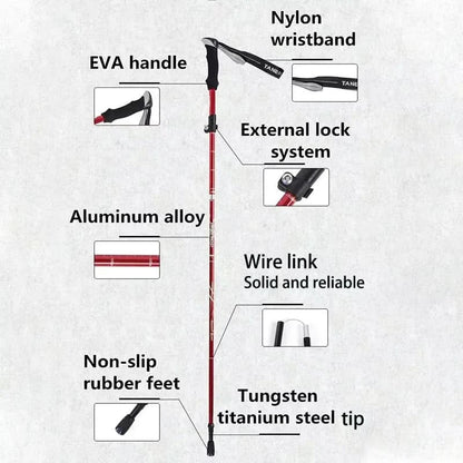 Olyyra Foldable Trekking Poles – Adjustable Aluminum Hiking Sticks with EVA Grip & Carbide Tips for Hiking, Mountaineering & Trail Use