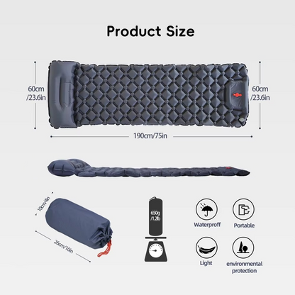 Olyyra Self-Inflating Camping Sleeping Pad with Built-In Pillow – Lightweight, Compact Roll, Air Cushion Comfort | Hiking, Camping, Climbing & Outdoor Travel