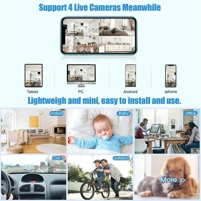 Olyyra 4K Mini WiFi Security Camera – Motion Detection, 160° Wide Angle, 10-Hour Battery, Night Vision & 256GB Storage for Home, Pet & Workplace Monitoring
