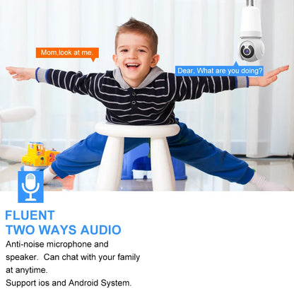 Olyyra Smart Bulb Security Camera – 8MP HD, 360° PTZ, AI Motion Tracking, IR Night Vision, Two-Way Audio & 128GB Storage in E27 Plug-In Design
