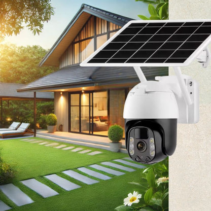 Olyyra 2K Solar PTZ Outdoor Security Camera – Auto-Tracking, 355° Pan, 90° Tilt, Color Night Vision, Siren Strobe, IP66 & 128GB Storage for 24/7 Property Surveillance