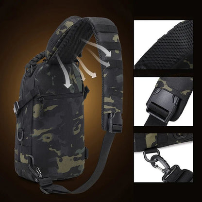 Olyyra Tactical MOLLE Shoulder Sling Backpack – 1000D Water-Repellent Nylon Modular Pack for Hiking, Camping, Travel & EDC