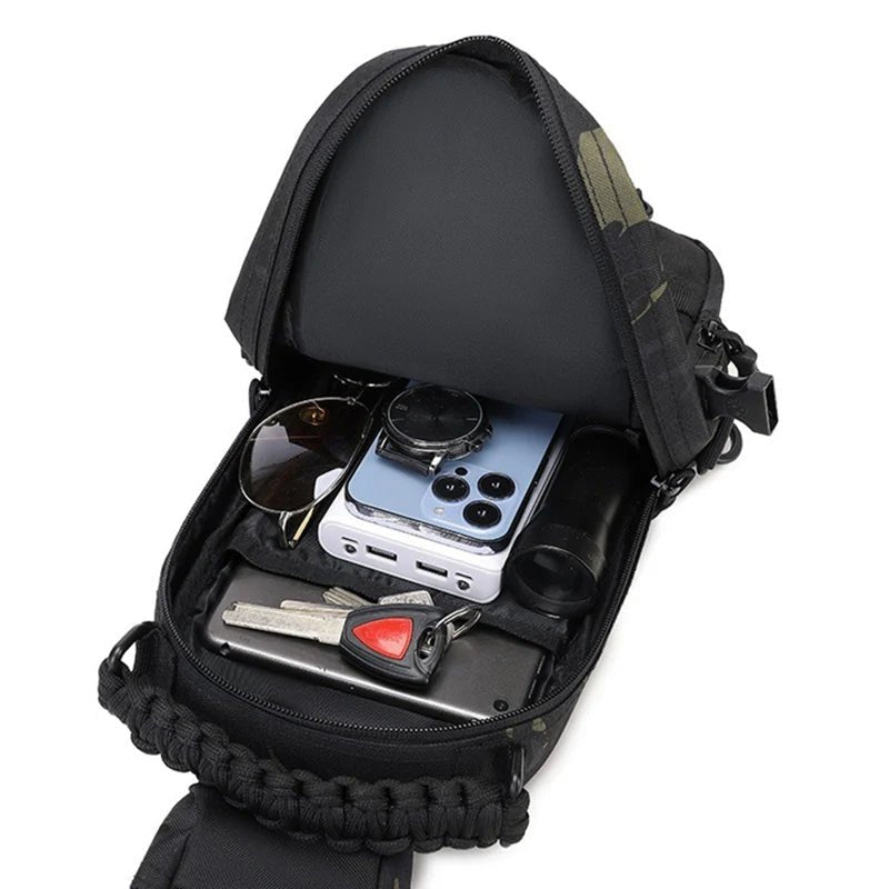 Olyyra Tactical MOLLE Shoulder Sling Backpack – 1000D Water-Repellent Nylon Modular Pack for Hiking, Camping, Travel & EDC