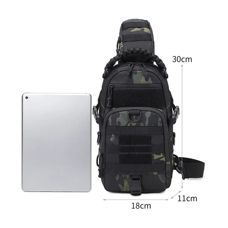 Olyyra Tactical MOLLE Shoulder Sling Backpack – 1000D Water-Repellent Nylon Modular Pack for Hiking, Camping, Travel & EDC