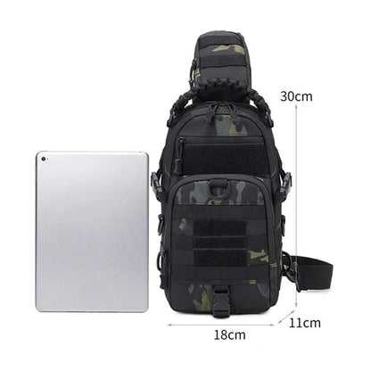 Olyyra Tactical MOLLE Shoulder Sling Backpack – 1000D Water-Repellent Nylon Modular Pack for Hiking, Camping, Travel & EDC
