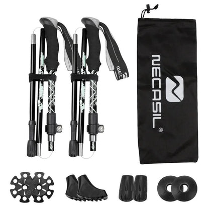 Olyyra Foldable Trekking Poles – Adjustable Aluminum Hiking Sticks with EVA Grip & Carbide Tips for Hiking, Mountaineering & Trail Use