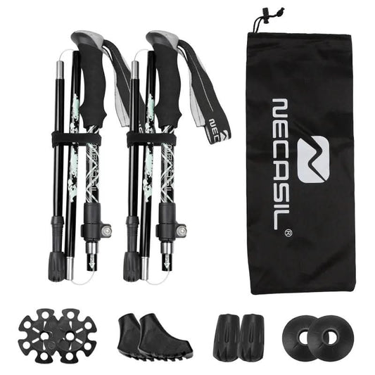 Olyyra Foldable Trekking Poles – Adjustable Aluminum Hiking Sticks with EVA Grip & Carbide Tips for Hiking, Mountaineering & Trail Use