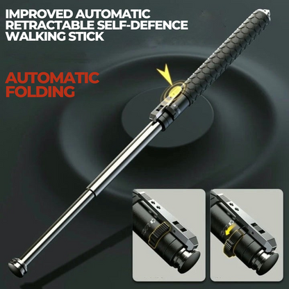 Olyyra Auto-Deploy Hiking Walking Stick – Lightweight Alloy Trekking Pole with Anti-Slip Grip for Trail, Camping & Outdoor Safety