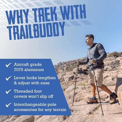 Olyyra Foldable Trekking Poles – Adjustable Aluminum Hiking Sticks with EVA Grip & Carbide Tips for Hiking, Mountaineering & Trail Use