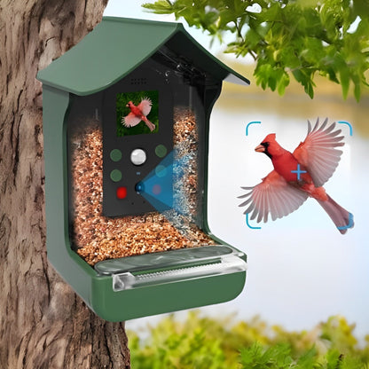 Olyyra Smart Bird Feeder with PIR Motion Detection Camera – 1080p HD Night Vision, 100° Wide Angle, Dual Feeding Troughs, Auto Capture | Backyard Bird Watching & Wildlife Camera