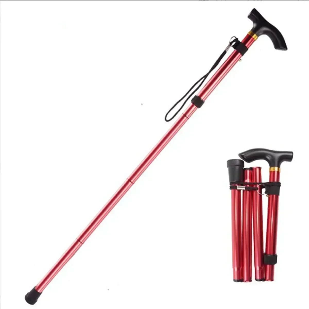 Olyyra Adjustable Foldable Aluminum Hiking Pole – 5-Level Height Adjustment (84–93cm), Compact Folded Size 27×14cm | Trekking, Hiking & Mountaineering | 6 Color Options