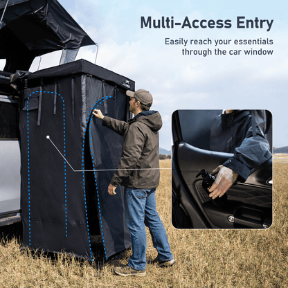 Olyyra Portable Car Shower Tent – 420D Blackout Ripstop Oxford, 65"–71" Adjustable Height, Folds to 43"×4.3"×4.3" | Outdoor Shower, Changing Room & Privacy Shelter