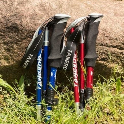 Olyyra Adjustable Hiking Poles – Aluminum or Carbon Construction, Ergonomic Joint-Relief Grip, Anti-Slip Tip, Foldable & Compact | Trekking, Hiking & Long-Distance Outdoor Adventures