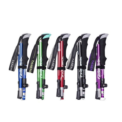 Olyyra Adjustable Hiking Poles – Aluminum or Carbon Construction, Ergonomic Joint-Relief Grip, Anti-Slip Tip, Foldable & Compact | Trekking, Hiking & Long-Distance Outdoor Adventures