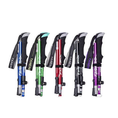 Adjustable Telescopic Trekking Poles – 65–135cm Height Range, Tungsten Steel Tips, Ergonomic Grip, 500g/Pair, Foldable & Compact | Hiking, Walking, Trekking & Backpacking