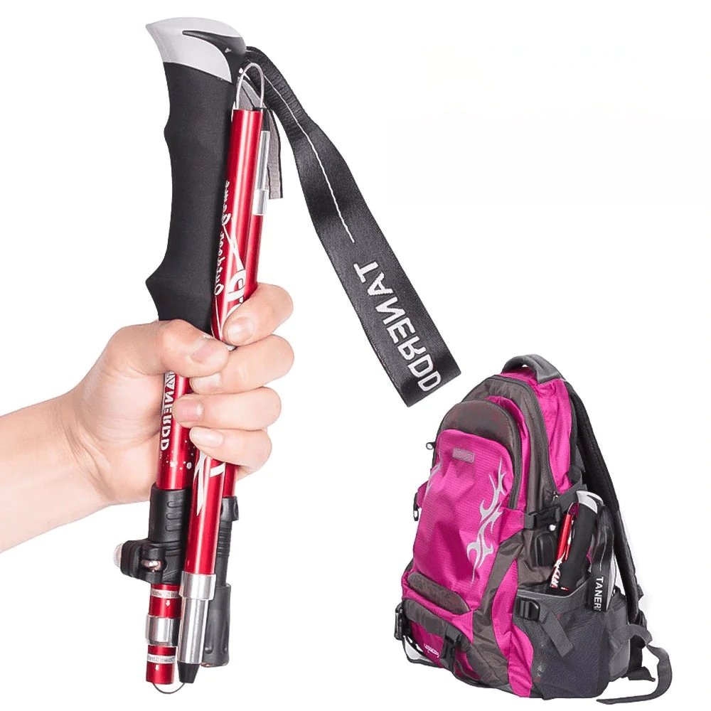 Adjustable Telescopic Trekking Poles – 65–135cm Height Range, Tungsten Steel Tips, Ergonomic Grip, 500g/Pair, Foldable & Compact | Hiking, Walking, Trekking & Backpacking