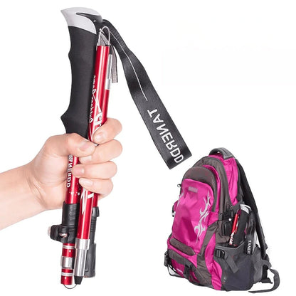 Adjustable Telescopic Trekking Poles – 65–135cm Height Range, Tungsten Steel Tips, Ergonomic Grip, 500g/Pair, Foldable & Compact | Hiking, Walking, Trekking & Backpacking