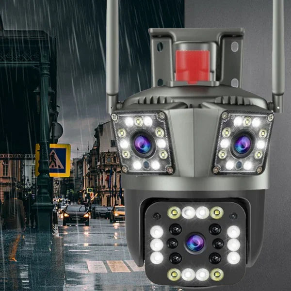 Olyyra 4K Dual-Lens Outdoor WiFi Security Camera – 8MP, 5x Optical Zoom, 360° PTZ, AI Human Tracking, IP66, Full-Color Night Vision 80ft, Alexa Compatible | Cloud & SD Storage