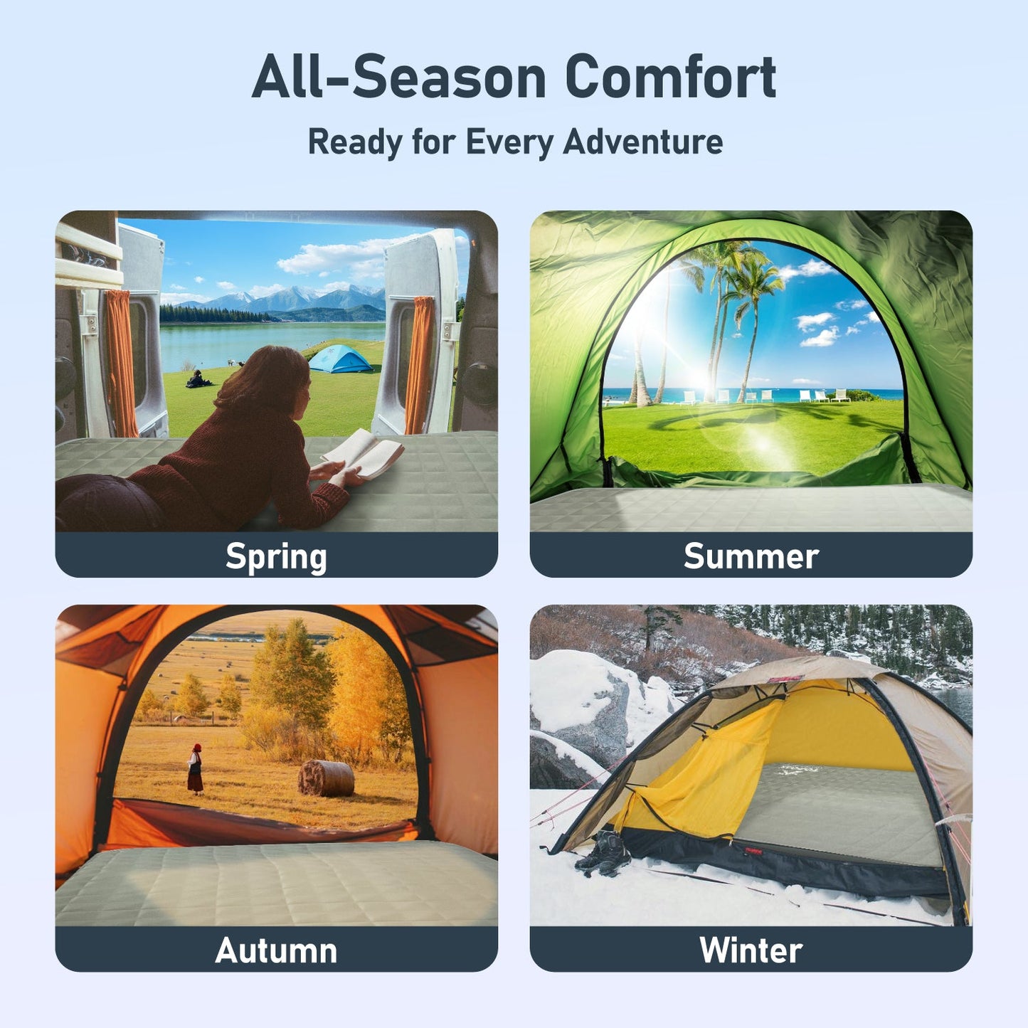 Olyyra Air & Foam Camping Mattress – Adjustable Inflatable, Waterproof TPU, 80"×47"/53" | Rooftop Tent & Outdoor Camping Comfort Upgrade
