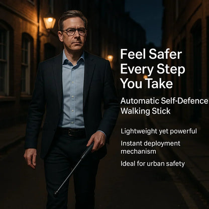 Olyyra Tactical Self-Defense Walking Stick – One-Click Spring-Loaded Deployment, Durable Alloy Steel, Telescopic Compact Design, Textured Anti-Slip Ergonomic Grip | Hiking, Urban Safety & Daily Mobility