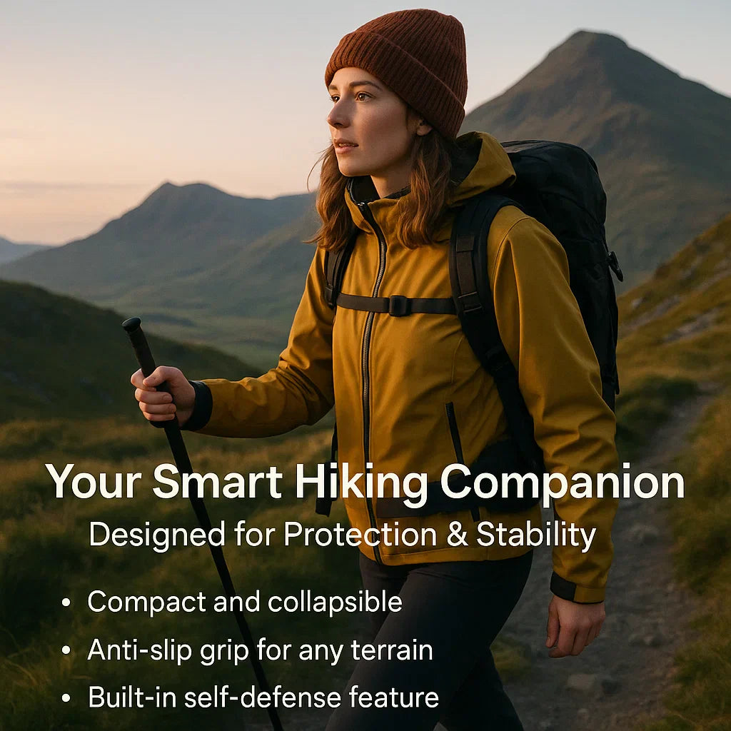 Olyyra Tactical Self-Defense Walking Stick – One-Click Spring-Loaded Deployment, Durable Alloy Steel, Telescopic Compact Design, Textured Anti-Slip Ergonomic Grip | Hiking, Urban Safety & Daily Mobility