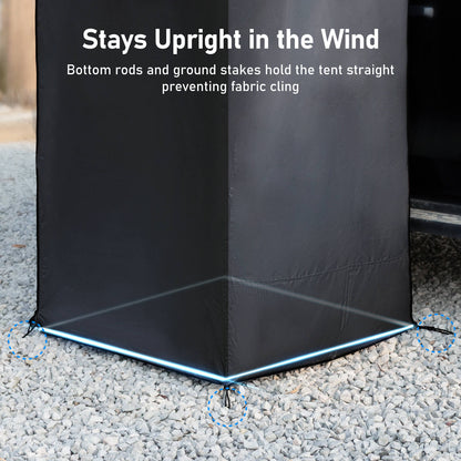 Olyyra Portable Car Shower Tent – 420D Blackout Ripstop Oxford, 65"–71" Adjustable Height, Folds to 43"×4.3"×4.3" | Outdoor Shower, Changing Room & Privacy Shelter