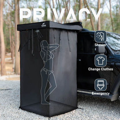 Olyyra Portable Car Shower Tent – 420D Blackout Ripstop Oxford, 65"–71" Adjustable Height, Folds to 43"×4.3"×4.3" | Outdoor Shower, Changing Room & Privacy Shelter