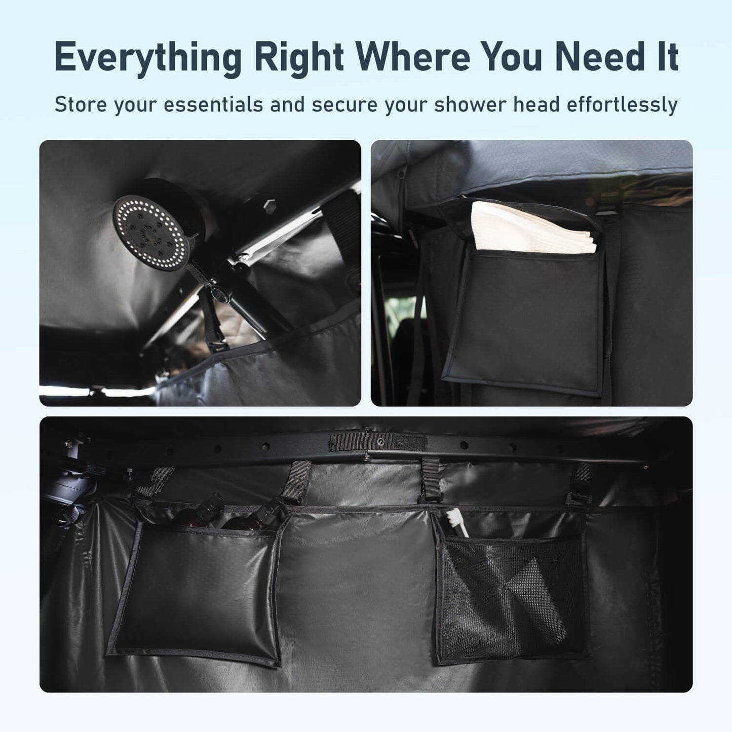 Olyyra Portable Car Shower Tent – 420D Blackout Ripstop Oxford, 65"–71" Adjustable Height, Folds to 43"×4.3"×4.3" | Outdoor Shower, Changing Room & Privacy Shelter