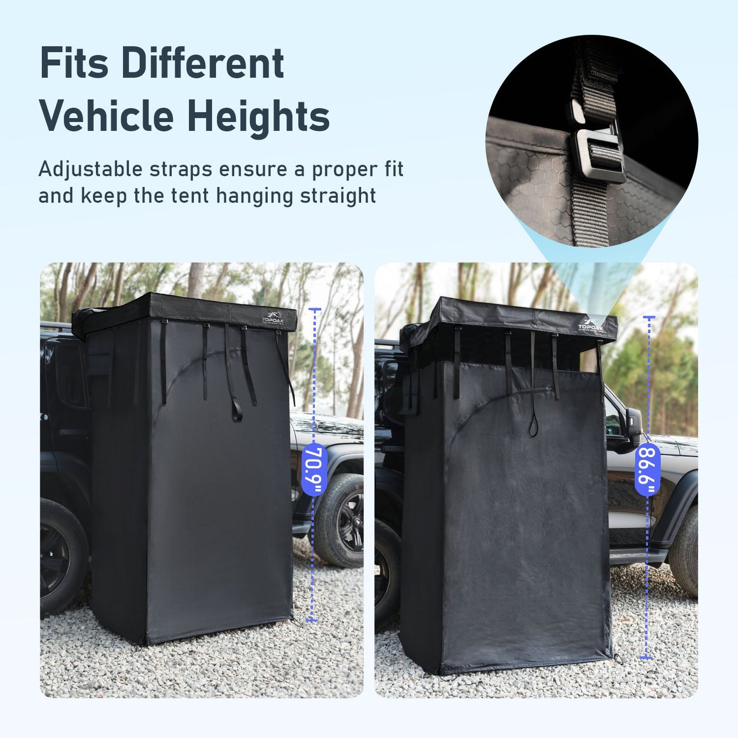 Olyyra Portable Car Shower Tent – 420D Blackout Ripstop Oxford, 65"–71" Adjustable Height, Folds to 43"×4.3"×4.3" | Outdoor Shower, Changing Room & Privacy Shelter