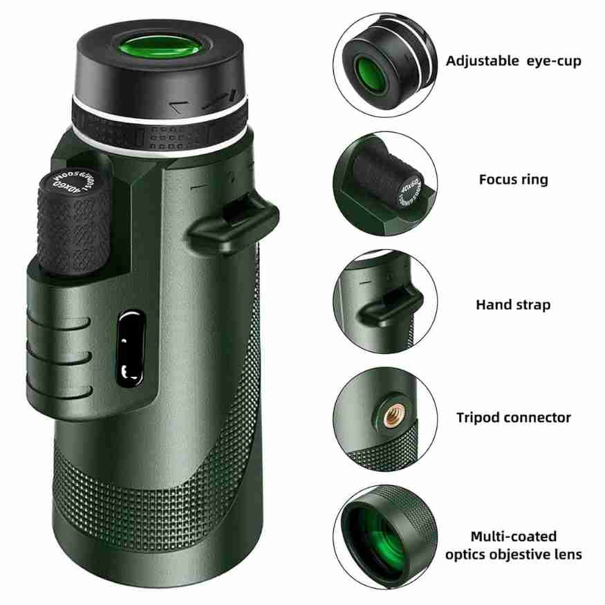 600x Ultra-Zoom HD Monocular Telescope – Multi-Coated HD Glass, Smartphone Attachment, Weatherproof & Shockproof, Under 200g | Hiking, Birdwatching, Sports Events & Wildlife Viewing